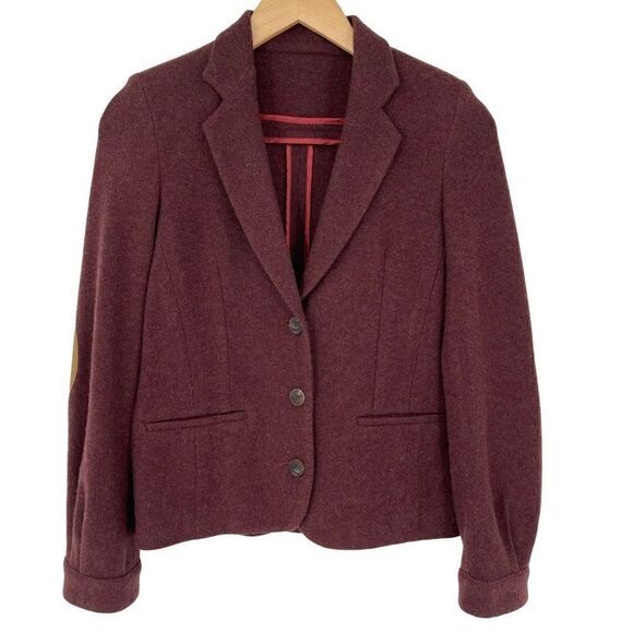 Purdey‎ Gun & Rifle Makers Drummond Suede-Trimmed Cashmere Blazer Merlot Women 8 - Picture 3 of 14
